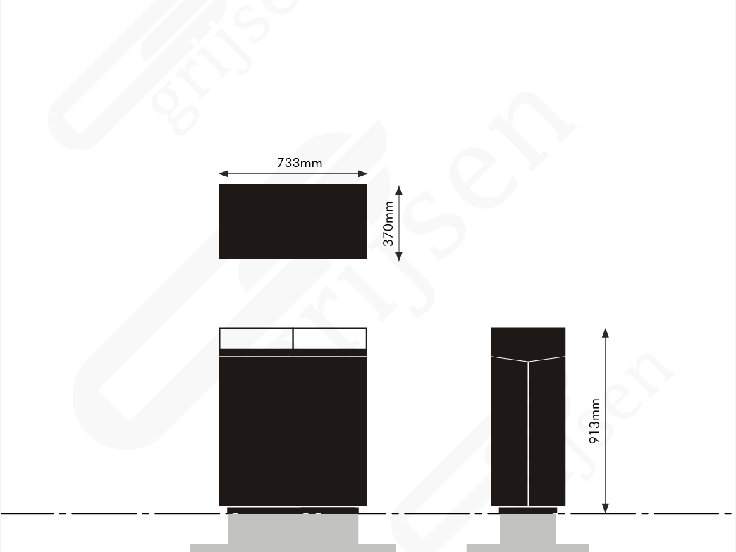 Rendering Quadrat Duo Abfallbehälter Grijsen