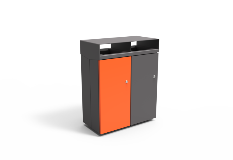 Rendering Quadrat Duo Abfallbehälter Grijsen
