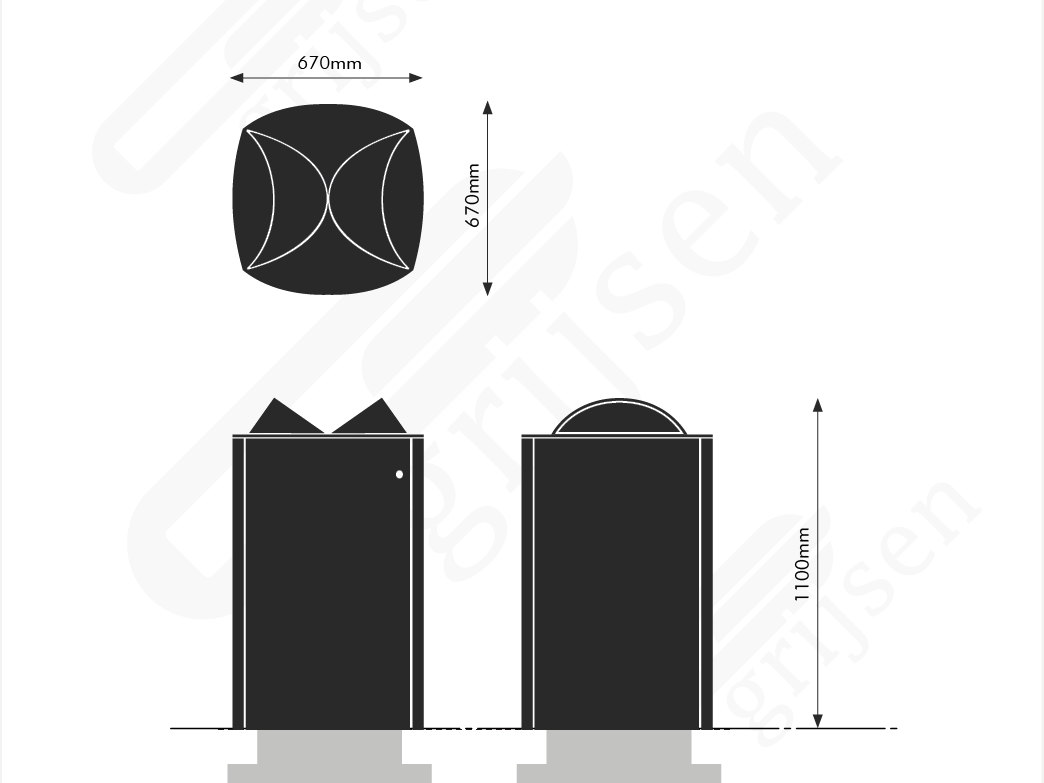 Zeichnung Column 120 Abfallbehälter Grijsen