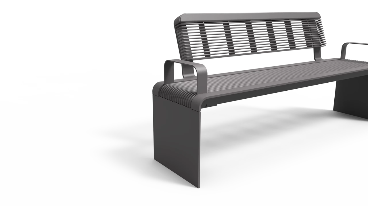 Bend single seat with back and armrest (impression image)