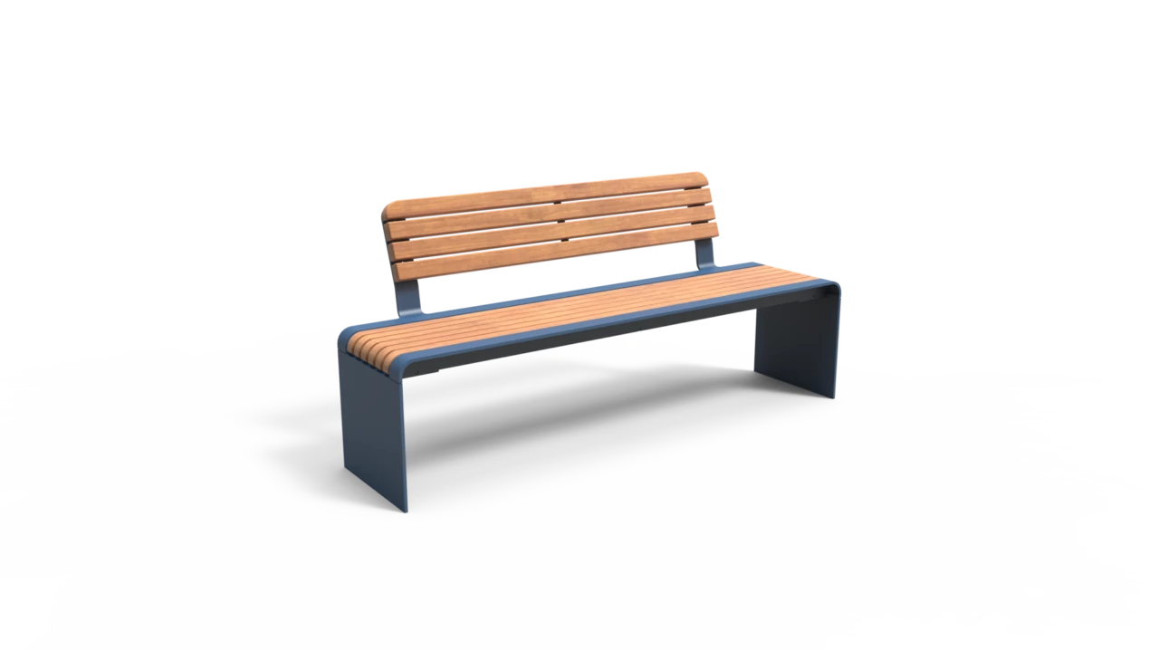 Product render Bend single seat with backrest slats Grijsen 2