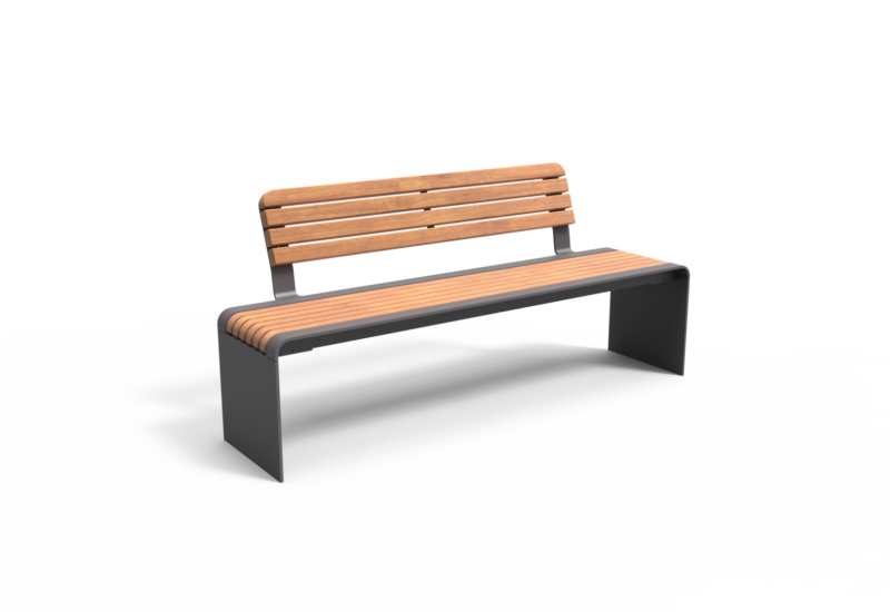 Product render Bend single seat with backrest slats Grijsen