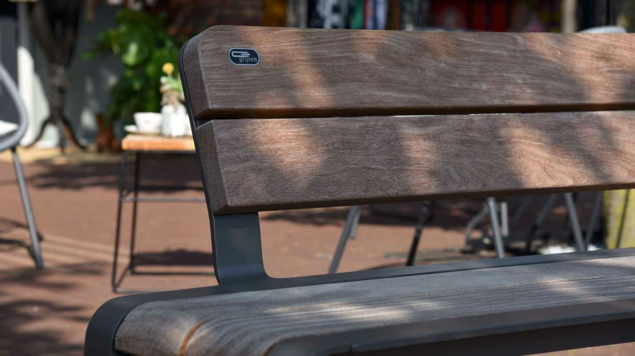 Buitenbank Bend enkelzits met rugleuning planken