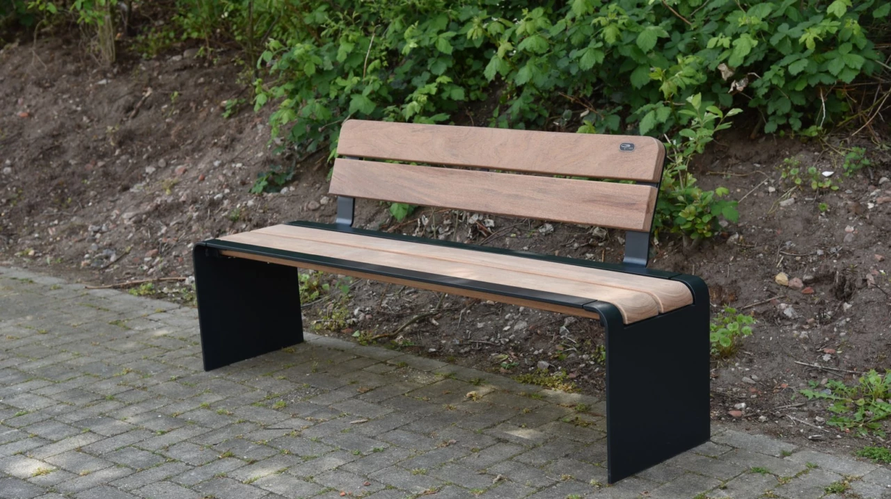 Buitenbank Bend enkelzits met rugleuning planken