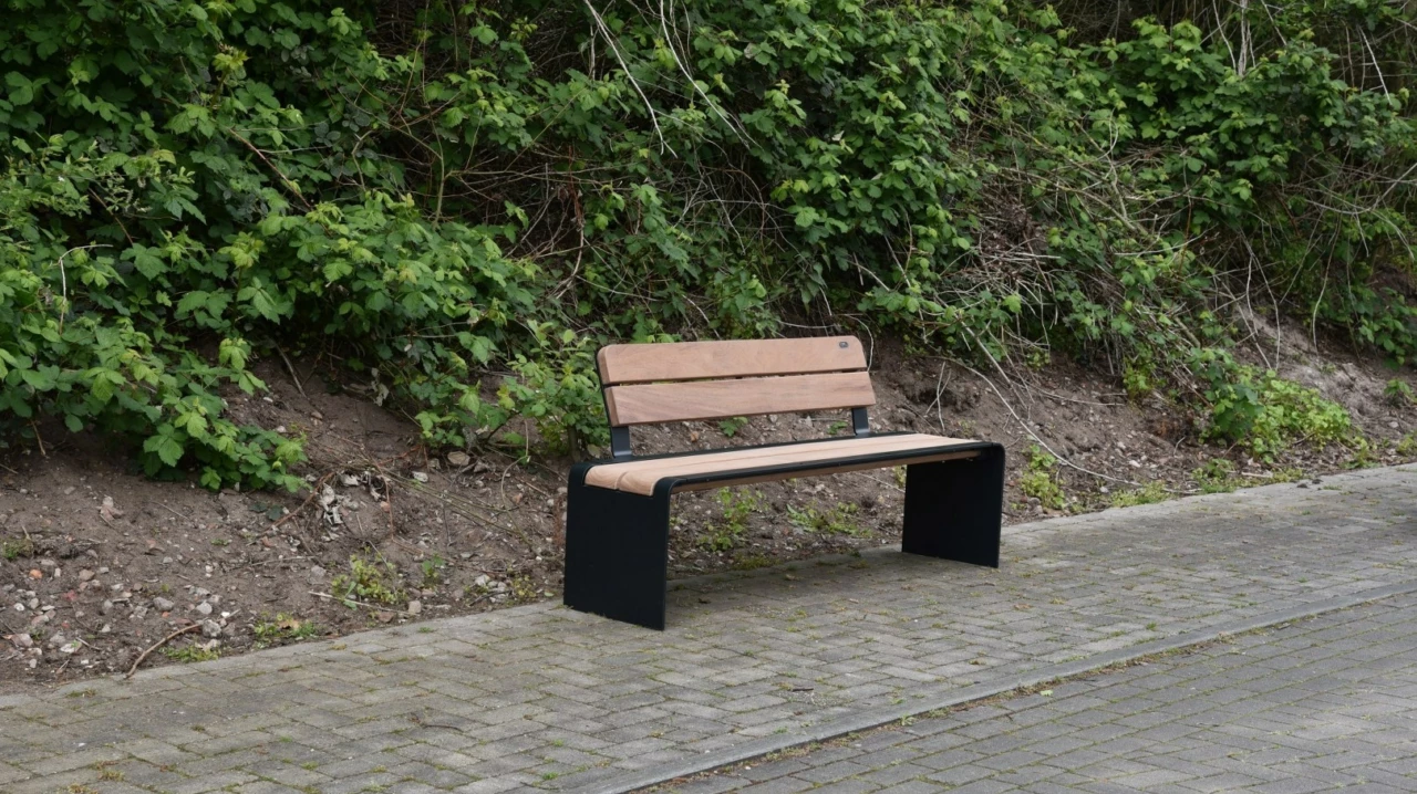 Buitenbank Bend enkelzits met rugleuning planken