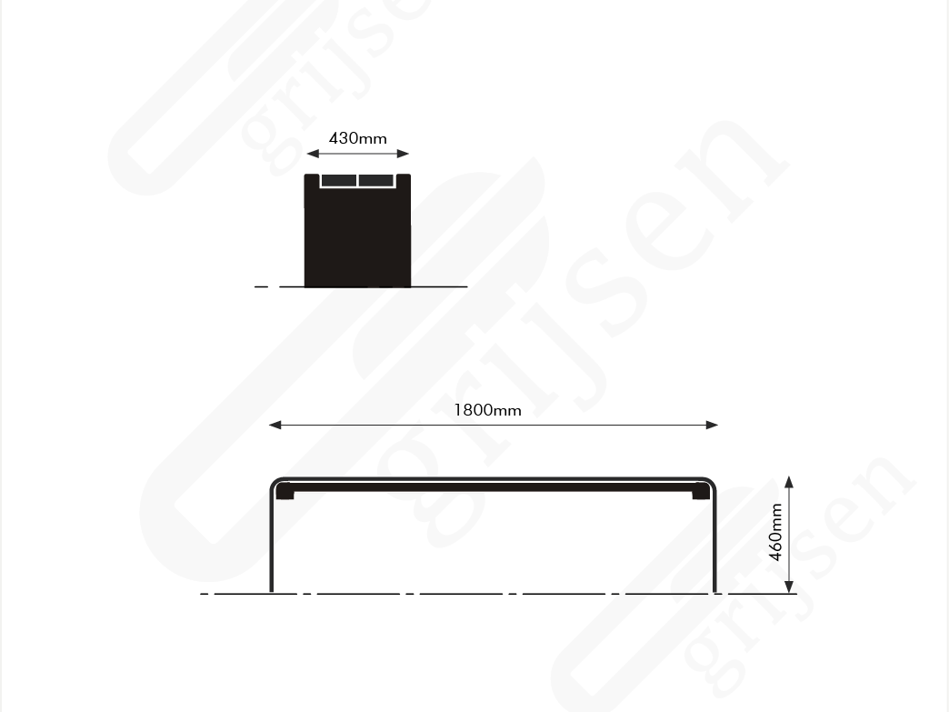 Buitenbank Bend enkelzits planken maattekening