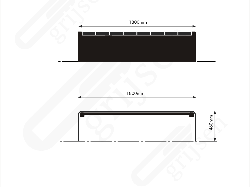 Buitenbank Bend poef planken maattekening