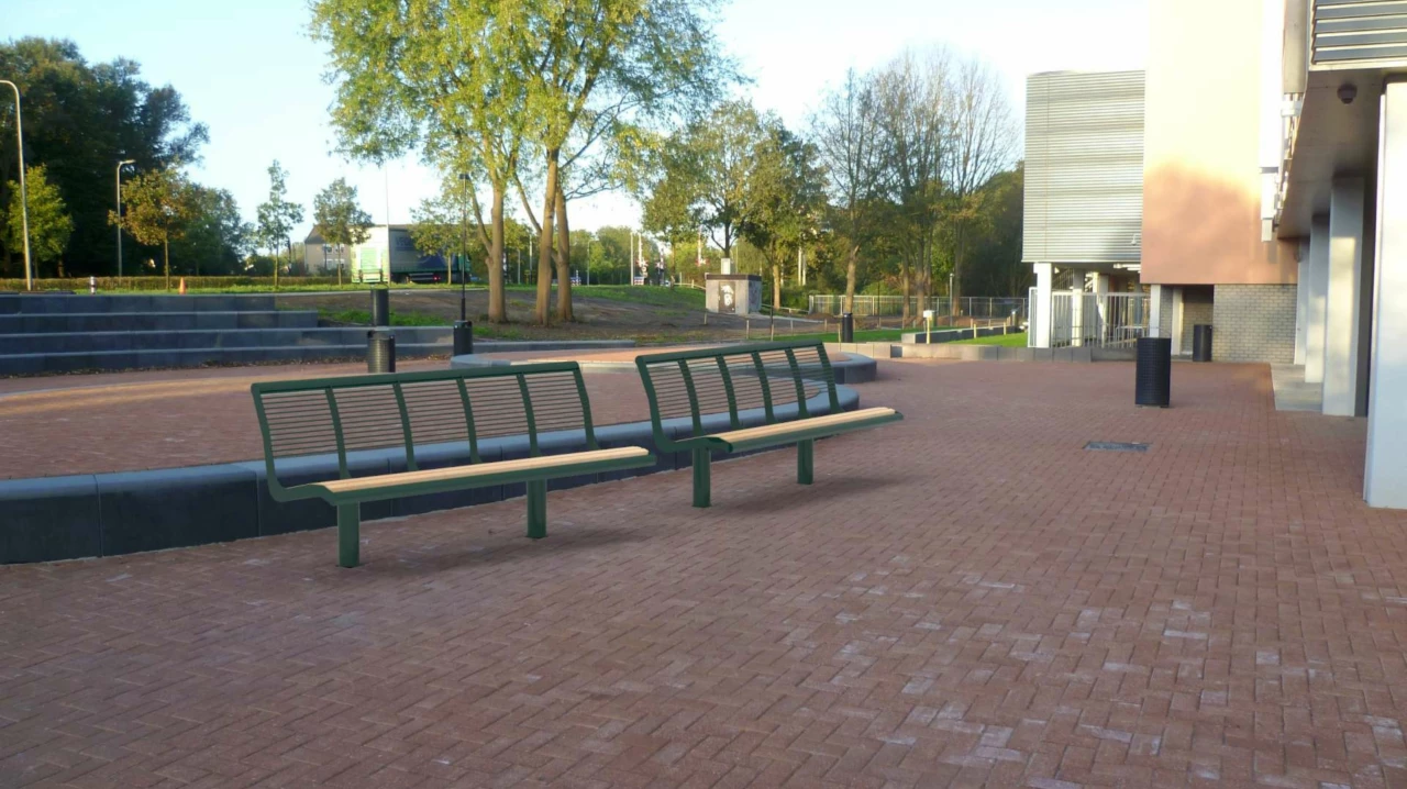 Buitenbank Cruzado enkelzits met rugleuning hout-staal