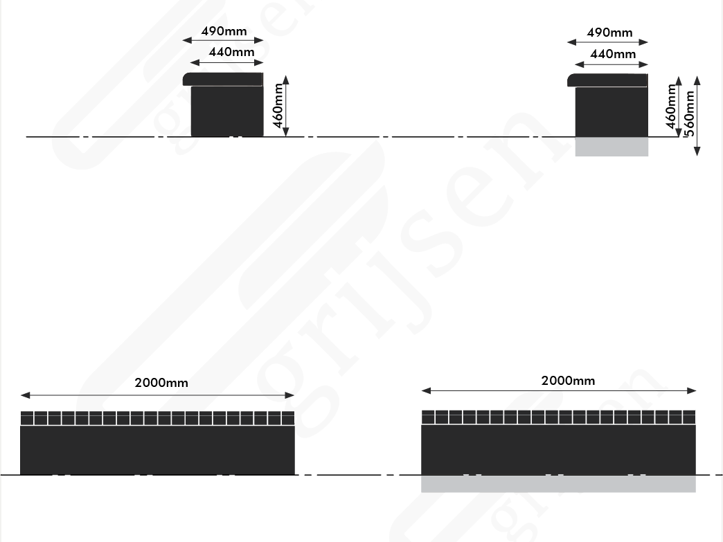 Zeichnung Grid Element 5 Parkbänke Grijsen