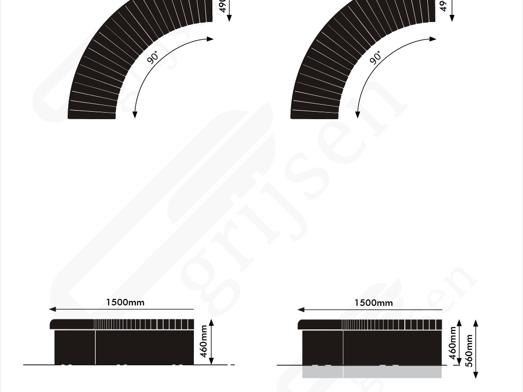 Zeichnung Grid Element 9 Parkbänke Grijsen