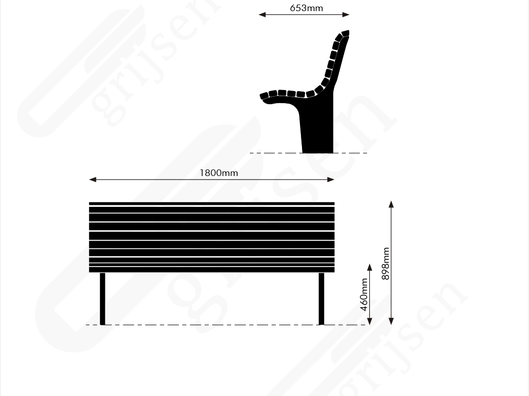 Zeichnung Notaris Einzelsitz mit Rückenlehne