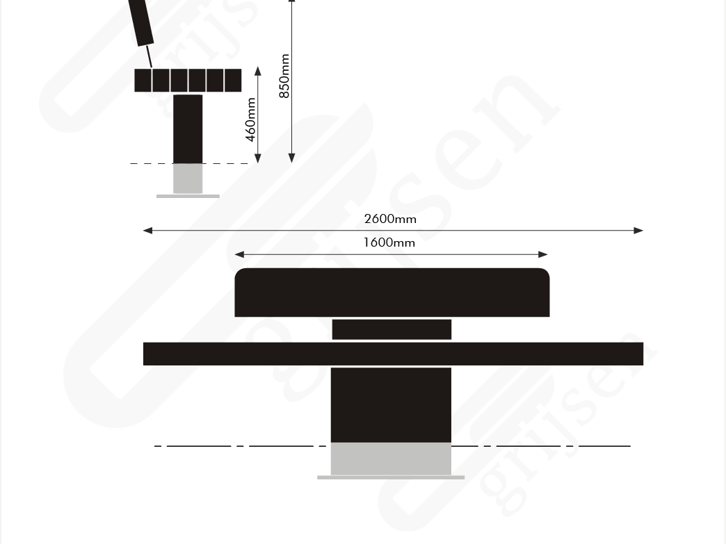 Buitenbank Plane II enkelzits met rugleuning maattekening