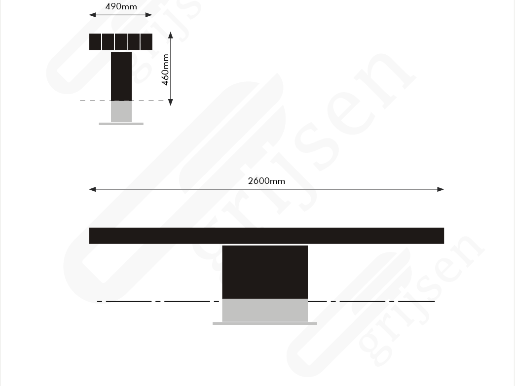 Buitenbank Plane II enkelzits maattekening