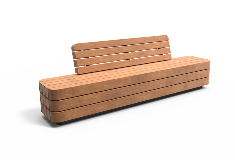 Buitenbank Plane Solid enkelzits met rugleuning productrender