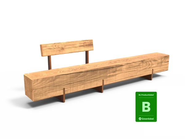 Productrender  Buitenbank Pure Eco enkelzits met rugleuning 3000 | Grijsen - NL Greenlabel