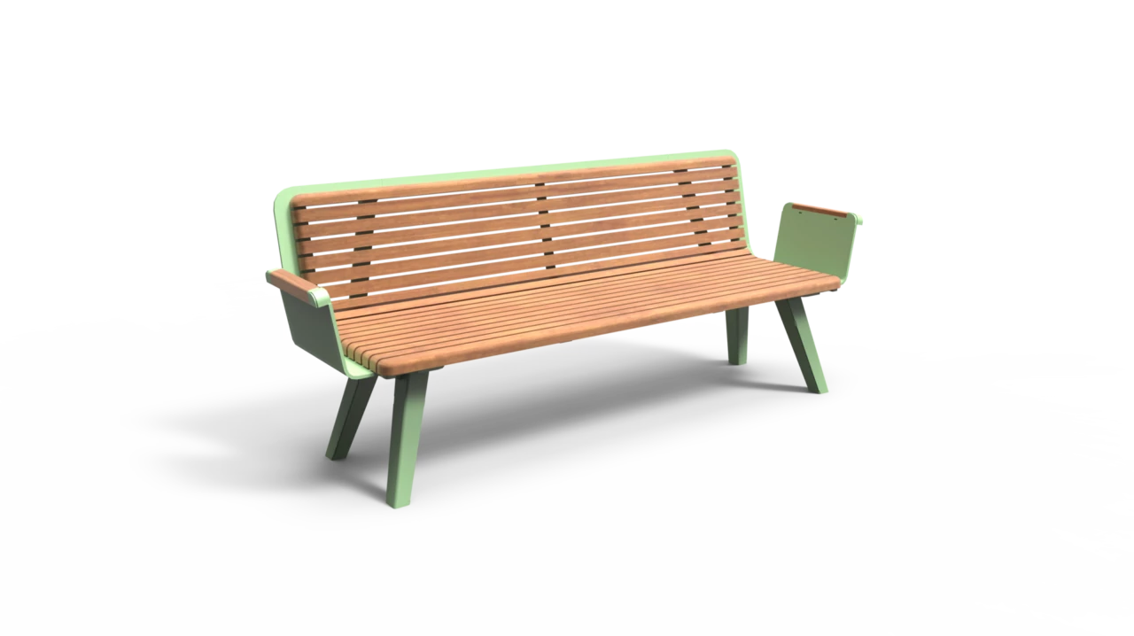 Buitenbank Retro enkelzits met rugleuning productrender