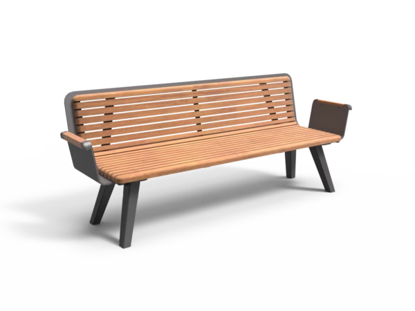 Buitenbank Retro enkelzits met rugleuning productrender