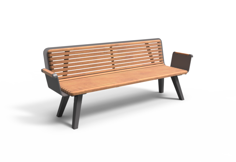Buitenbank Retro enkelzits met rugleuning productrender