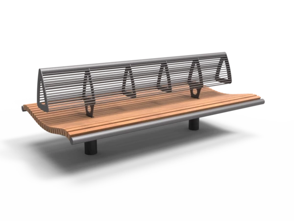 Rendering Wenters Doppelsitz mit Rückenlehne (Holz/Stahl) Parkbänke Grijsen
