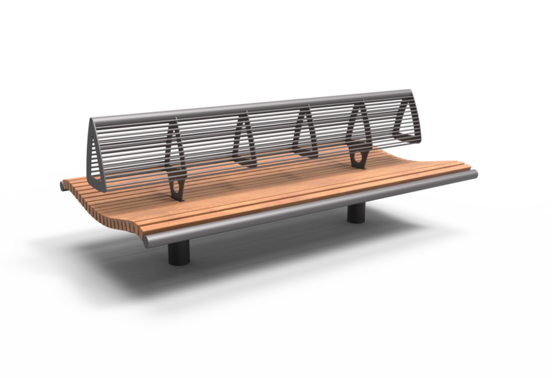 Buitenbank Wenters dubbelzits met rugleuning hout-staal productrender