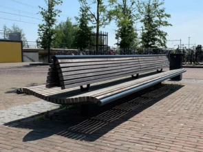 Buitenbank Wenters dubbelzits met rugleuning hout