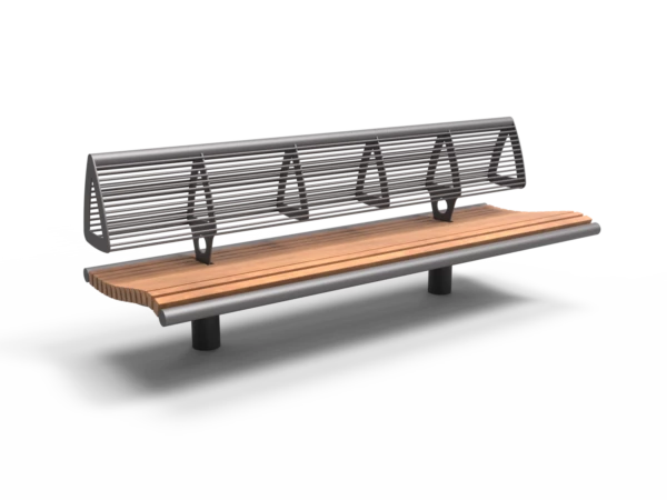 Buitenbank Wenters enkelzits met rugleuning hout-staal productrender