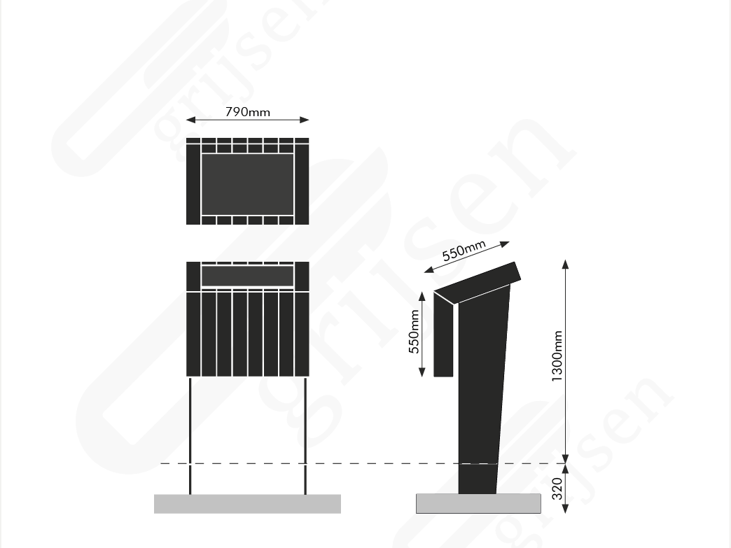 Informatiezuil Lessenaar maattekening