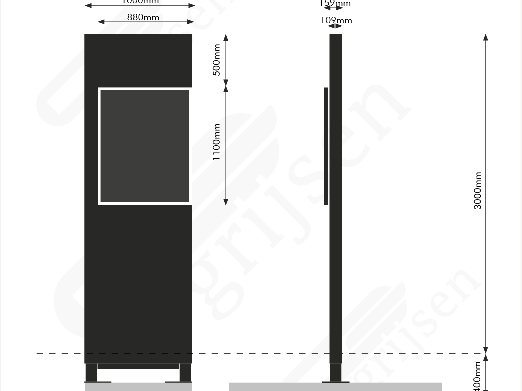 Informatiezuil Stalen zuil II maattekening