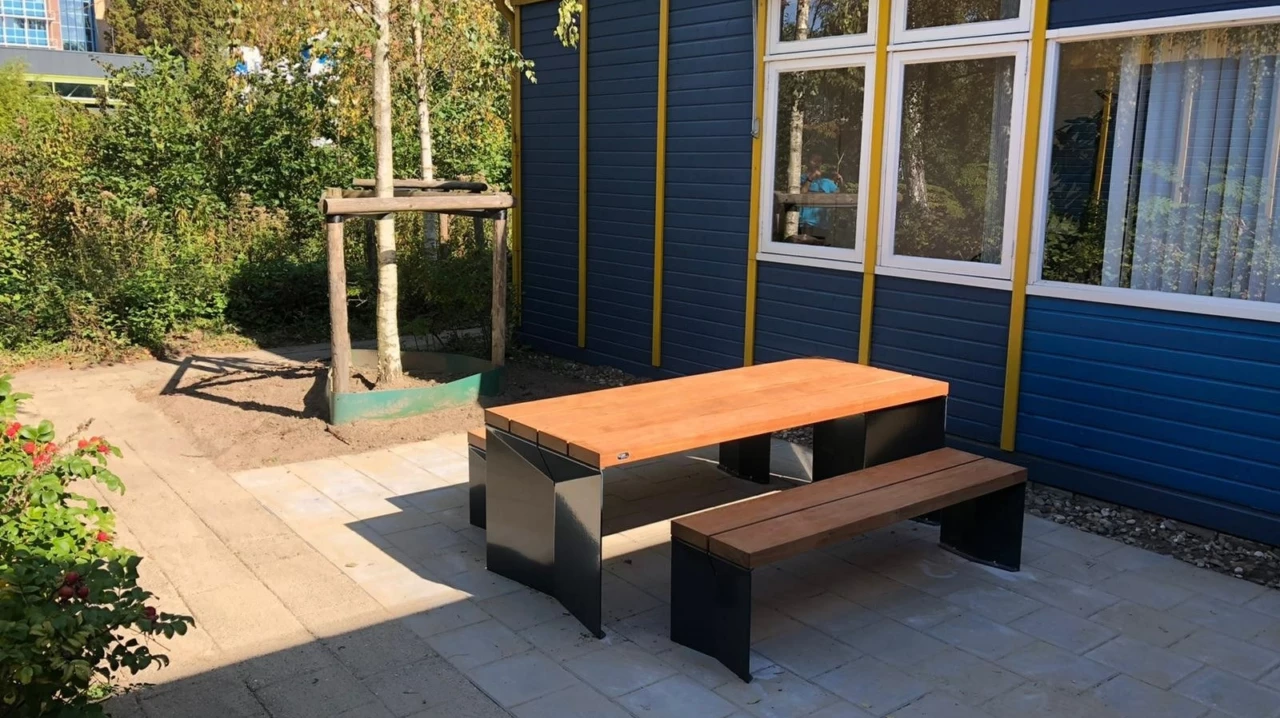 Quadrat Picknickset (Holz/Stahl) Grijsen