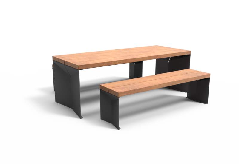 Rendering Quadrat Picknickset (Holz/Stahl) Picknicksets Grijsen