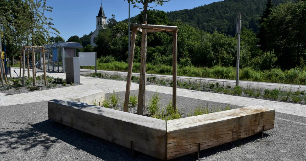 Baumbänke Pure Sondermodell Dorfplatz Stahringen