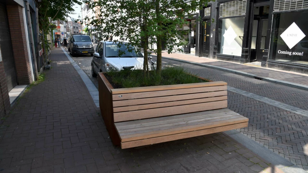 Demontabele plantenbakken bloembakken met houten zitting
