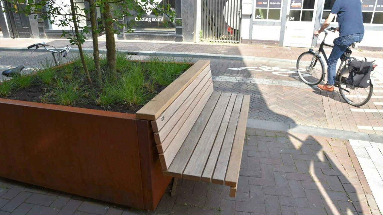 Demontabele plantenbakken bloembakken met houten zitting