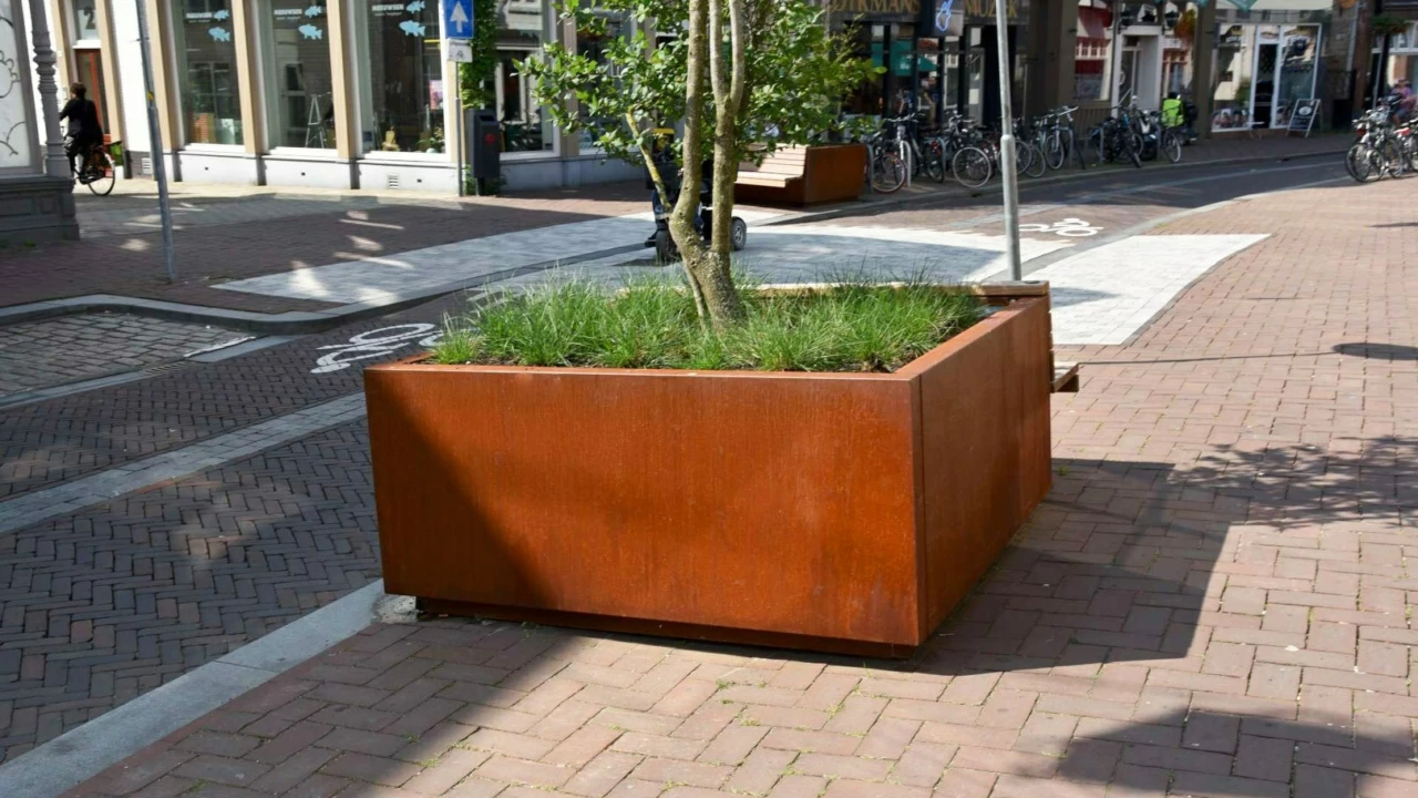 Demontabele plantenbakken bloembakken met houten zitting