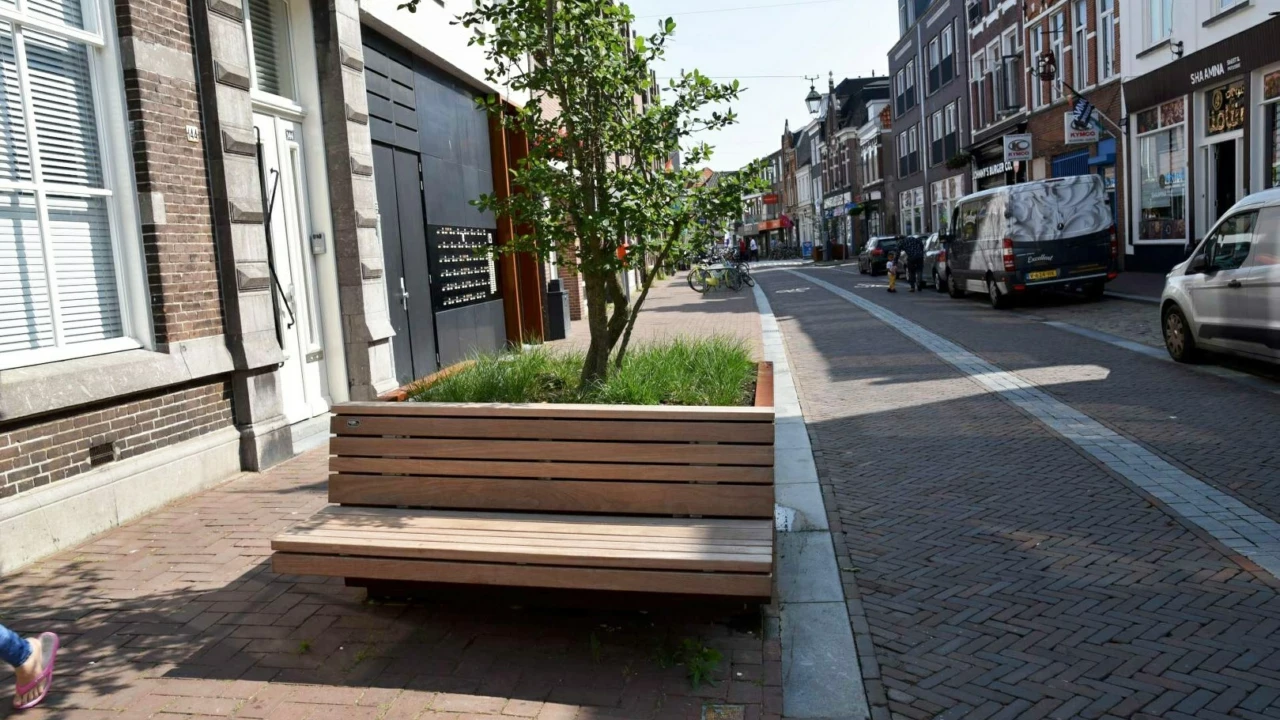 Demontabele plantenbakken bloembakken met houten zitting