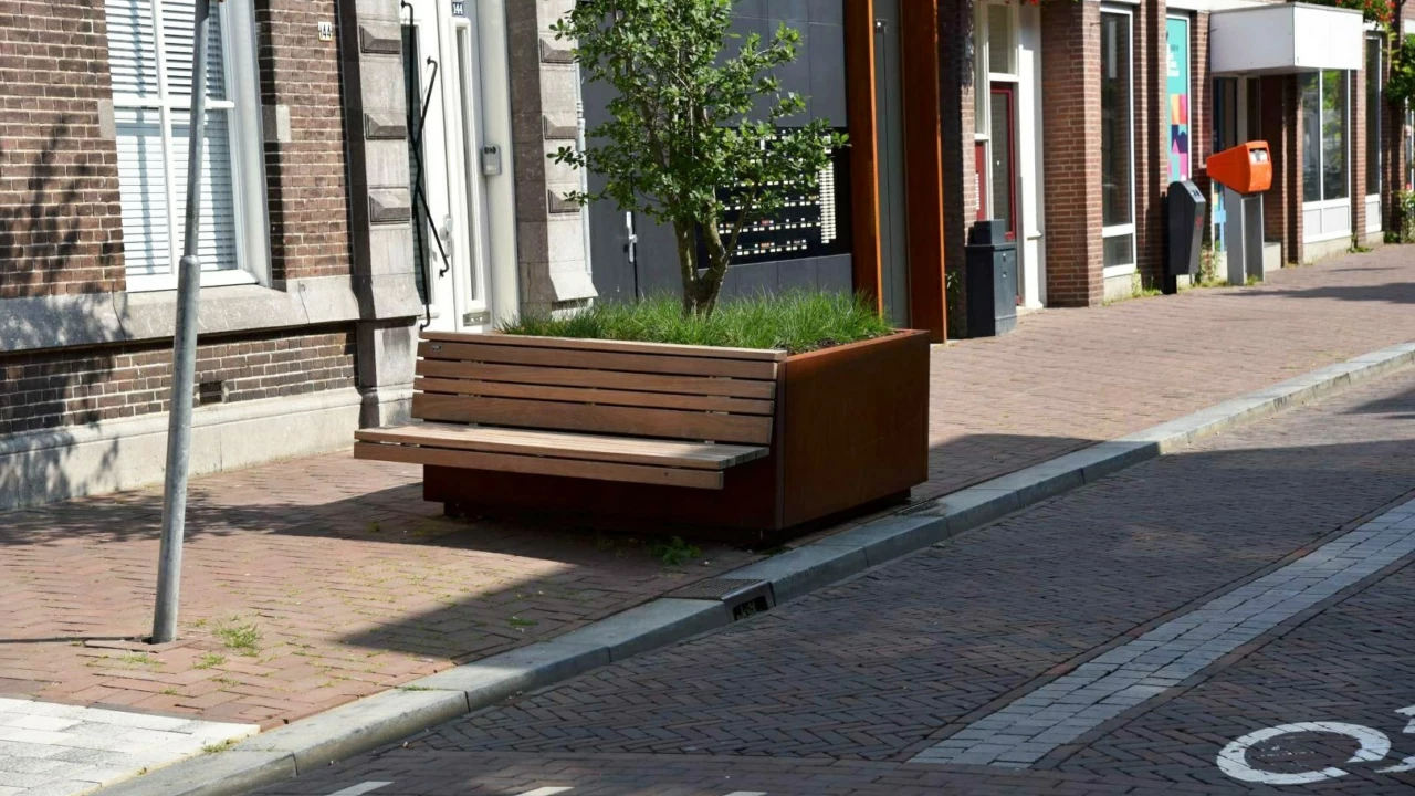 Demontabele plantenbakken bloembakken met houten zitting