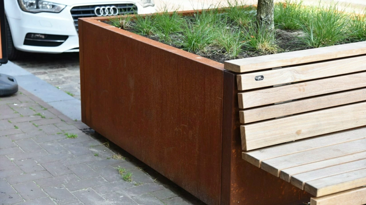 Demontabele plantenbakken bloembakken met houten zitting
