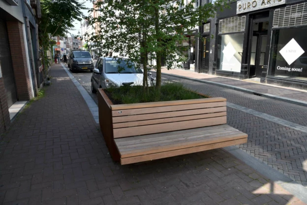 Demontabele plantenbakken bloembakken met houten zitting